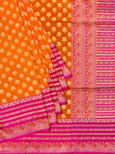 Banarasi Butta Saree Orange Pink Gold Zari Unstitched