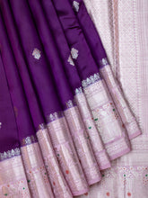 Purple & Lilac Chiniya Silk Saree – Fancy Butta Weave With Silver Zari & Contrast Meenakari Border
