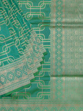 Banarasi Jaal Saree Green Gold Zari Unstitched