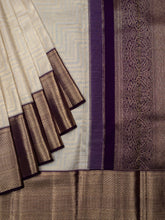 Kanjeevaram Kanchi Pattu All Over Butta Zari With Contrast Border (Talambralu) White + Purple