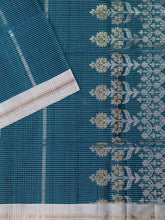 Teal Blue Tripura Pattu Soft Silk Saree with Self Weave