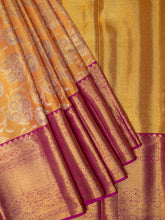 Kanjeevaram Tissue Kanchi Pattu All Over + Kanchi Border Orange + Purple