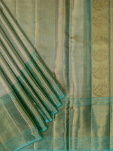 Kanjeevaram Kanchi Pattu Matte Finish With Contrast Meenakari Border Cream Matte Base + Blue