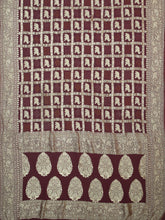 Fancy Georgette Zari Checks With Butta + Bandini Print Wine