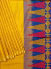 Soft Silk Tripura Pattu Saree – Mustard Navy Blue Unstitched