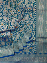 Weaves Banarasi Banarasi Jaal Peacock Blue