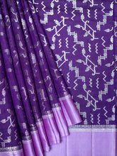 Purple And Lilac Chiniya Silk Saree With All Over Weave And Self Zari