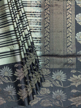 Soft Silk Tripura Pattu Saree Ash Black Self Border