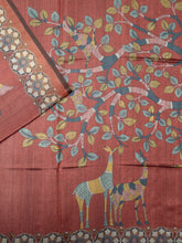 Fancy Tussar Silk Tussar Silk Printed Brick Red