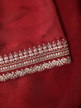 Fancy Crepe Plain + Work Lace Border Maroon