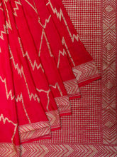 Fancy Crepe All Over Geometric Weave With Border Rani Pink