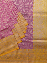 Weaves Banarasi Banarasi Jaal With Contrast Border Pallu And Blouse Peach Pink + Yellow