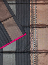 Black Tripura Pattu Soft Silk Saree with Purple Blouse Piece