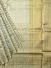 Kanjeevaram Kanchi Pattu Matte Finish Meenakari Contrast Edgeing Cream Matte Base + Ash