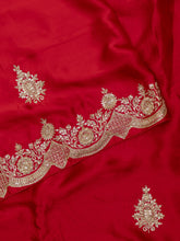 Fancy Crepe Hand Work + Butta (Zardosi) Red