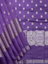 Lilac Chiniya Silk Saree With All Over Weave And Small Self Silver Zari