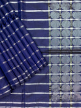 Soft Silk Tripura Pattu Saree Navy Blue Peacock Green