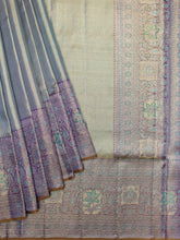 Kanjeevaram Kanchi Pattu Matte Finish Meenakari Contrast Edgeing Cream Matte Purple Base