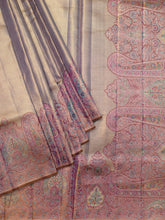 Kanjeevaram Kanchi Pattu Matte Finish Meenakari Contrast Border And Edgeing Cream Matte Base + Rani Pink