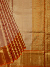 Kanjeevaram Kanchi Pattu Matte Finish Kanchi Contrast Border Cream Matte Base + Orange