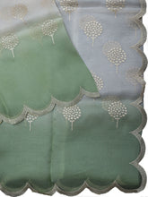 White And Snuff Organza Saree With Multi Shade Thread Work Design