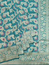 Weaves Banarasi Banarasi Jaal Sea Green