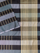 Black & Ash Tripura Pattu Soft Silk Saree with Checks