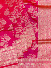 Banarasi Butta Saree Rani Pink Gold Zari Unstitched