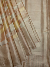 Kanjeevaram Tissue Kanchi Pattu All Over Geometric Weave Peach