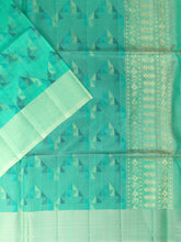 Dupion Saree Sea Green Self Border Unstitched