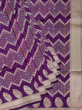 Purple Banarasi Rangkat Saree with Gold Zari Border