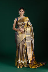 Snuff Kanchi Pattu Saree with Gold Zari | Elegant Traditional Wear