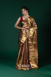 Brown Kanchi Pattu Saree with Gold Zari | Traditional Wedding Wear