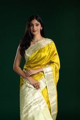 Lime & Pista Green Chiniya Pattu Saree with Small Butti Work