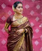 Bridal Kanjeevaram Silk Saree in Rich Brown & Gold