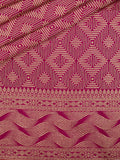 Weaves Banarasi Banarasi Jaal With Edgeing Rani Pink + Red