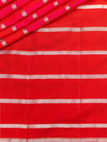 Red Tripura Pattu Soft Silk Saree with Silver Zari & Self Blouse