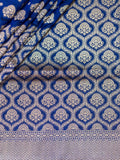 Banarasi Jaal Saree Navy Blue Gold Zari Self Border