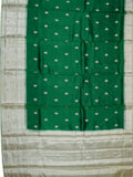 Bottle Green & Pista Green Chiniya Silk Saree – Fancy Butta Weave With Silver Zari & Meenakari Border