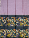Fancy Tussar Silk Tussar Silk Printed Pallu And Blouse Pink