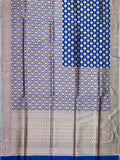 Banarasi Jaal Saree Navy Blue Gold Zari Self Border