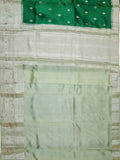 Bottle Green & Pista Green Chiniya Silk Saree – Fancy Butta Weave With Silver Zari & Meenakari Border