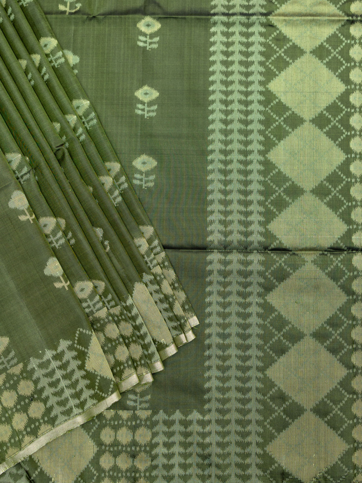 Soft Silk Tripura Pattu Saree Mehendi Green