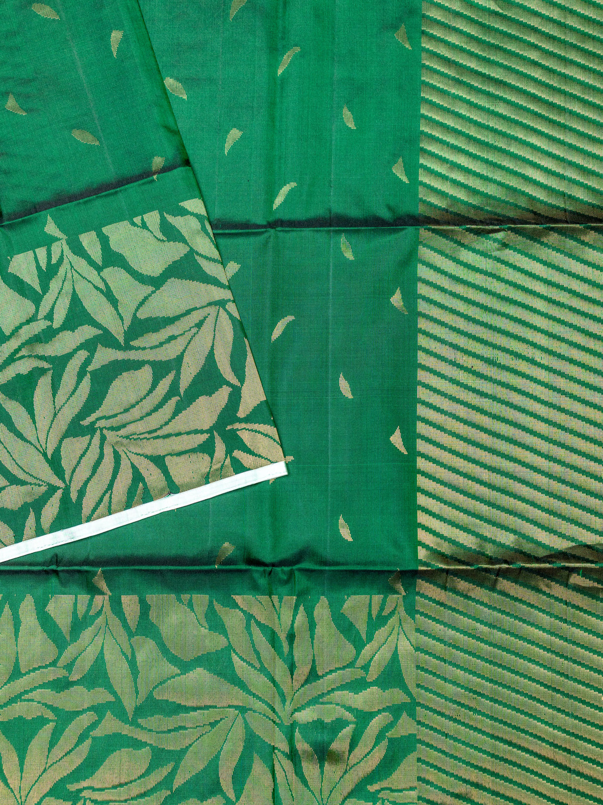 Green Tripura Pattu Soft Silk Saree with Self Unstitched Blouse