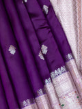 Purple & Lilac Chiniya Silk Saree – Fancy Butta Weave With Silver Zari & Contrast Meenakari Border
