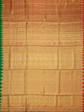 Kanjeevaram Kanchi Pattu Matte Finish With Contrast Temple Border Orange + Bottle Green