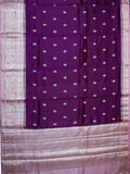 Purple & Lilac Chiniya Silk Saree – Fancy Butta Weave With Silver Zari & Contrast Meenakari Border