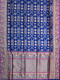 Weaves Banarasi Banarasi Jaal With Edgeing Royal Blue + Purple