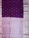 Purple & Lilac Chiniya Silk Saree – Fancy Butta Weave With Silver Zari & Contrast Meenakari Border