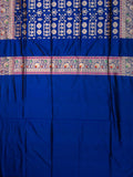 Weaves Banarasi Banarasi Jaal With Edgeing Royal Blue + Purple